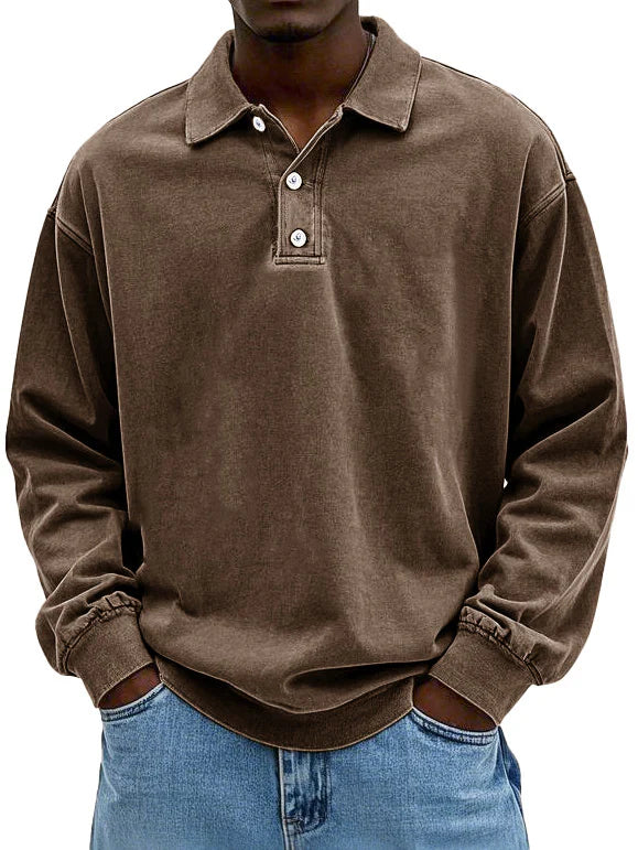 MASSIMO | MAGLIA POLO A MANICHE LUNGHE IN STILE VINTAGE