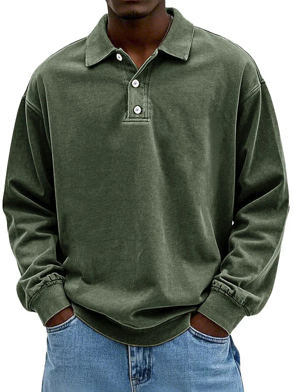MASSIMO | MAGLIA POLO A MANICHE LUNGHE IN STILE VINTAGE