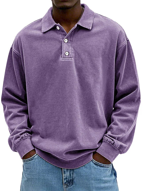 MASSIMO | MAGLIA POLO A MANICHE LUNGHE IN STILE VINTAGE